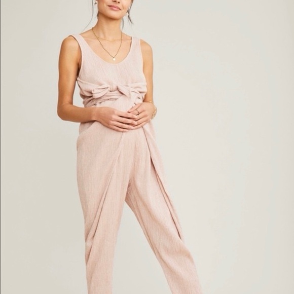 Hatch maternity wraparound jumpsuit Iris gingham 1 small pink - Picture 2 of 3